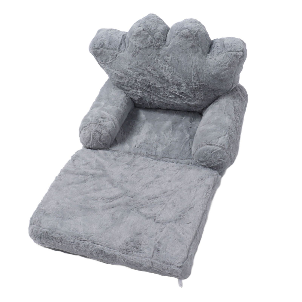 Folding Crown Seat Cushion Chair Cushion Girl Princess Baby Children Small Sofa with Backrest Rabbit Hair Gray 2 Layers