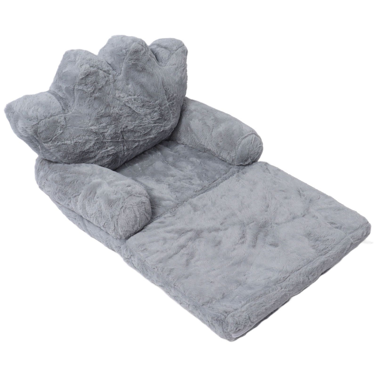 Folding Crown Seat Cushion Chair Cushion Girl Princess Baby Children Small Sofa with Backrest Rabbit Hair Gray 2 Layers