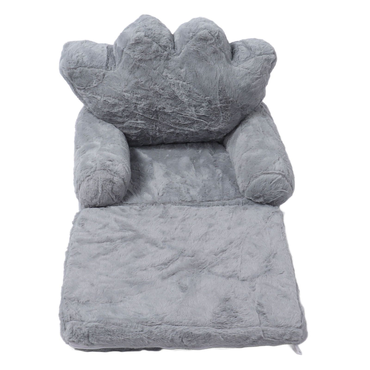Folding Crown Seat Cushion Chair Cushion Girl Princess Baby Children Small Sofa with Backrest Rabbit Hair Gray 2 Layers