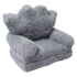 Folding Crown Seat Cushion Chair Cushion Girl Princess Baby Children Small Sofa with Backrest Rabbit Hair Gray 2 Layers