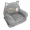Kids Sofa for Baby Toddler Cute Cartoon Cat Convertible Armrest Chair Fold Out Couch Bed for Napping Playing Sleeping Grey 2 Layers