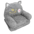 Kids Sofa for Baby Toddler Cute Cartoon Cat Convertible Armrest Chair Fold Out Couch Bed for Napping Playing Sleeping Grey 2 Layers