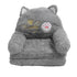 Kids Sofa for Baby Toddler Cute Cartoon Cat Convertible Armrest Chair Fold Out Couch Bed for Napping Playing Sleeping Grey 2 Layers