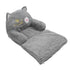 Kids Sofa for Baby Toddler Cute Cartoon Cat Convertible Armrest Chair Fold Out Couch Bed for Napping Playing Sleeping Grey 2 Layers