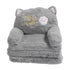Kids Sofa for Baby Toddler Cute Cartoon Cat Convertible Armrest Chair Fold Out Couch Bed for Napping Playing Sleeping Grey 3 Layers
