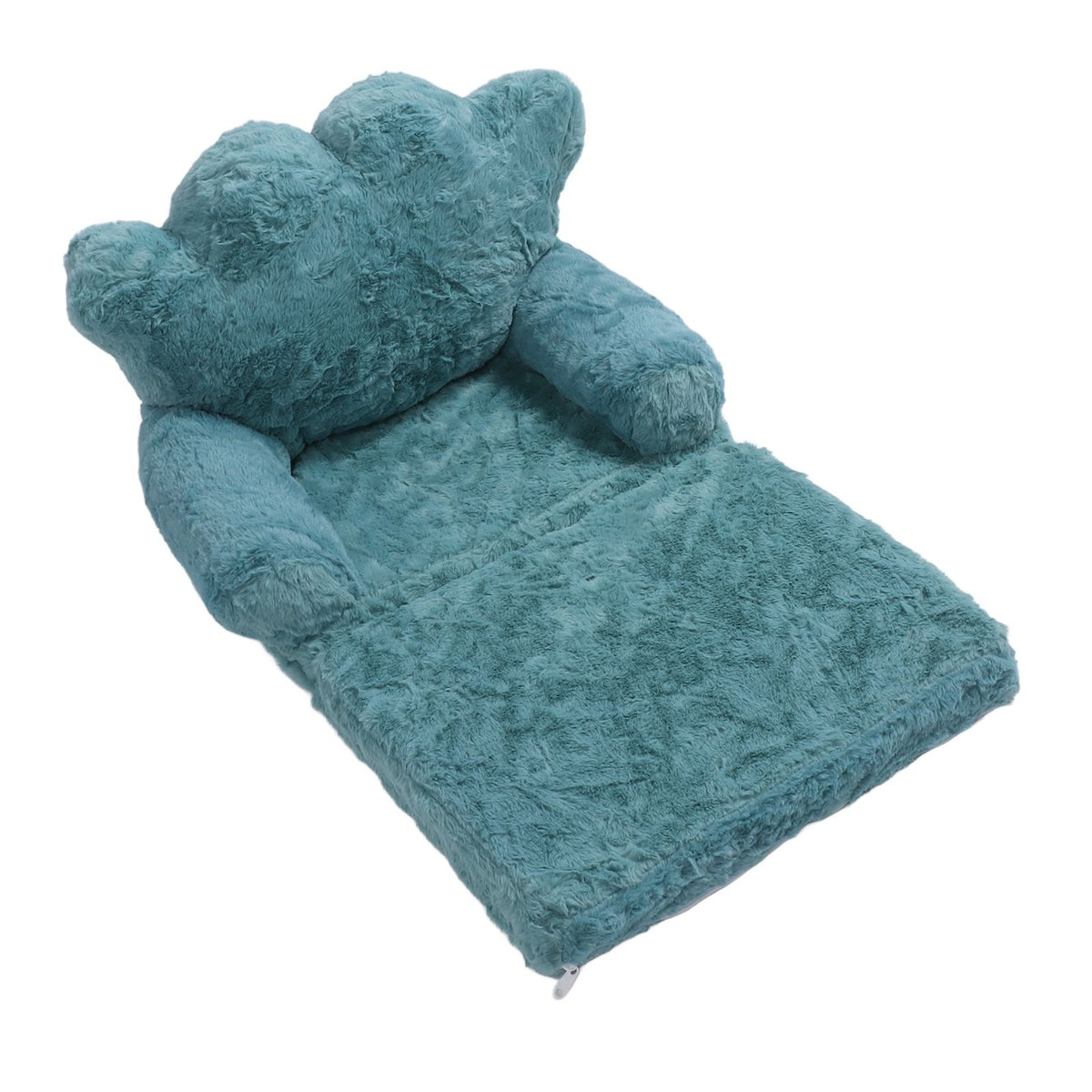 Flip Out Chair Green Fold Out Couch Crown Cute Soft Comfortable Kids Sofa for Boys Girls Home School Kindergarten 2 Layer