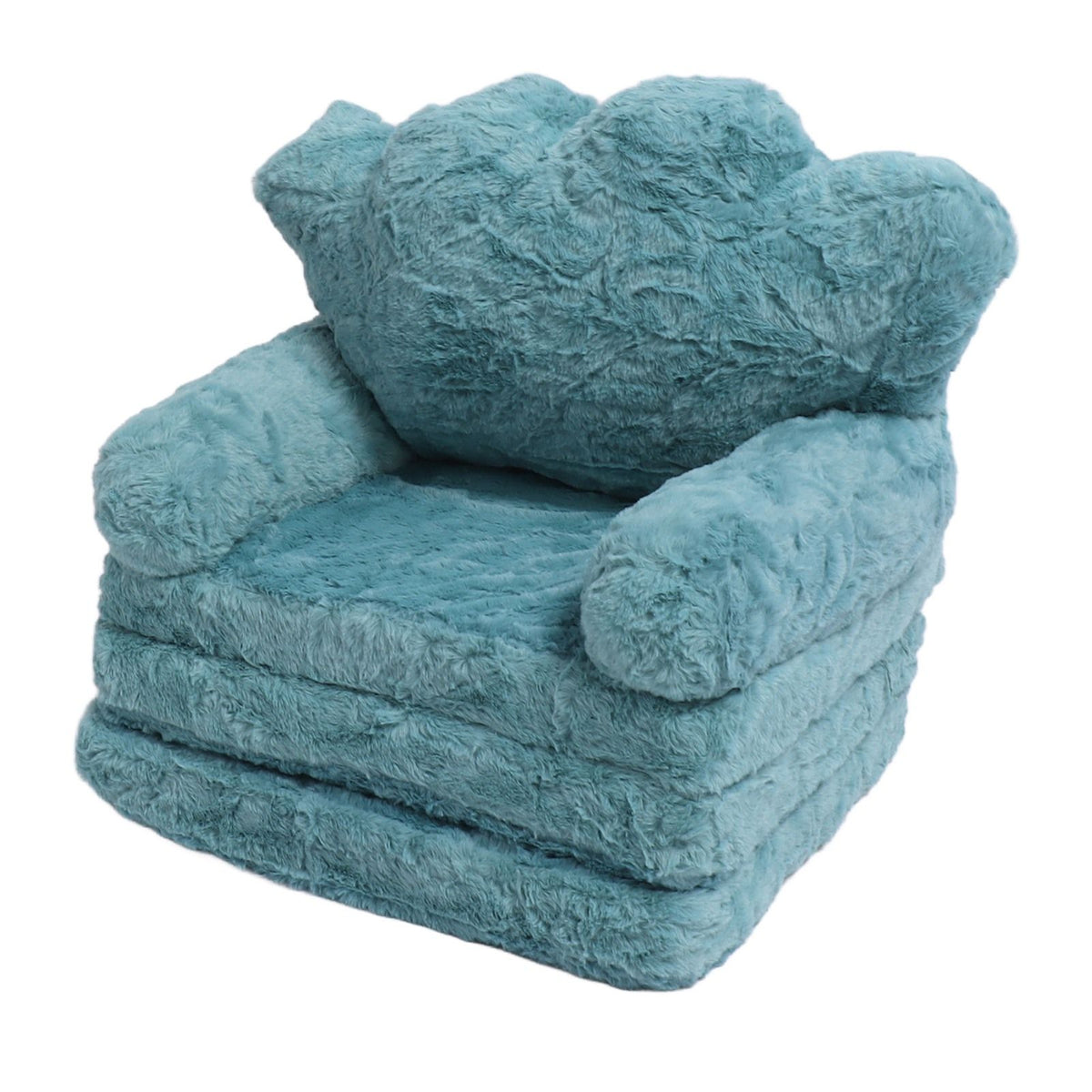 Flip Out Chair Green Fold Out Couch Crown Cute Soft Comfortable Kids Sofa for Boys Girls Home School Kindergarten 3 Layer
