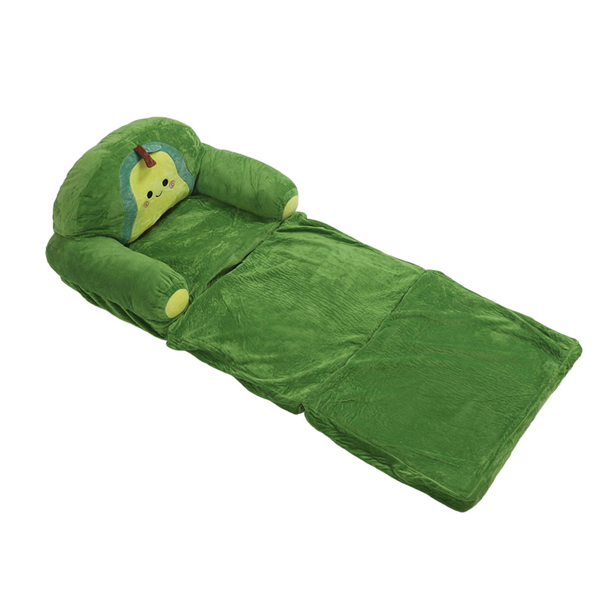 Foldable Kids Sofa Cute Cartoon Design Short Plush Soft Comfortable Portable Children Couch for Home Avocado