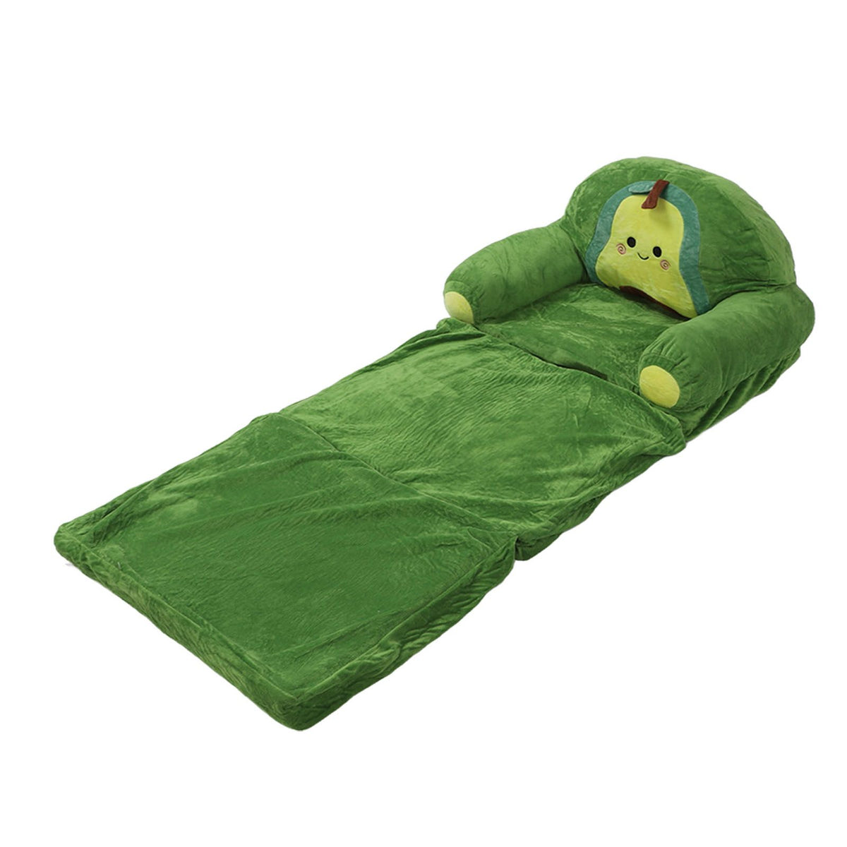 Foldable Kids Sofa Cute Cartoon Design Short Plush Soft Comfortable Portable Children Couch for Home Avocado