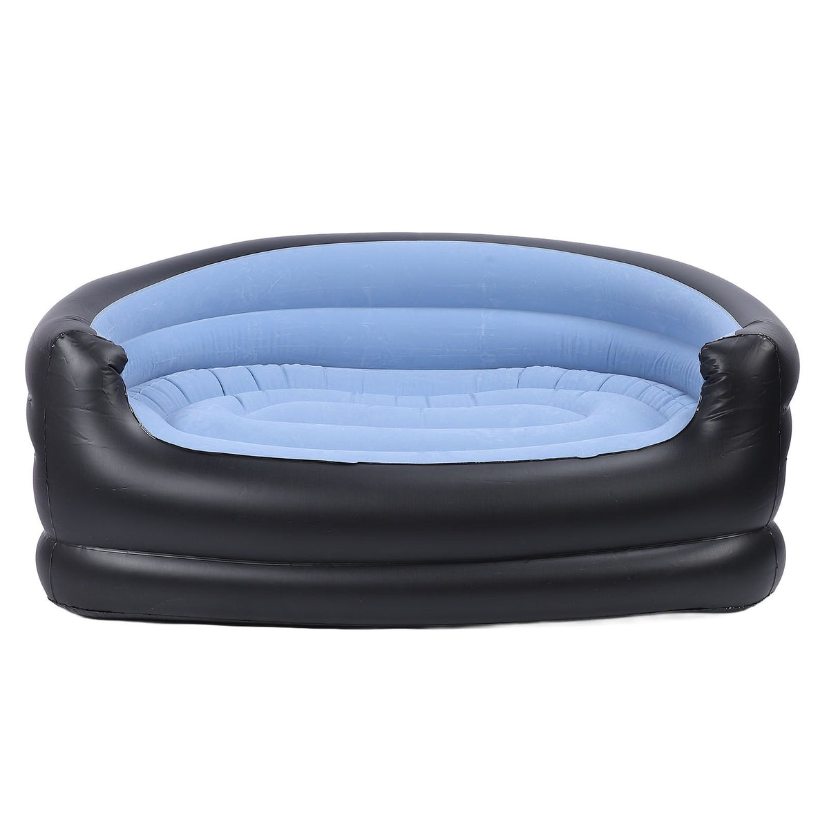 Inflatable Chair PVC and Velvet Water Proof Comfortable Portable Blow Up Couch for Outdoor Blue