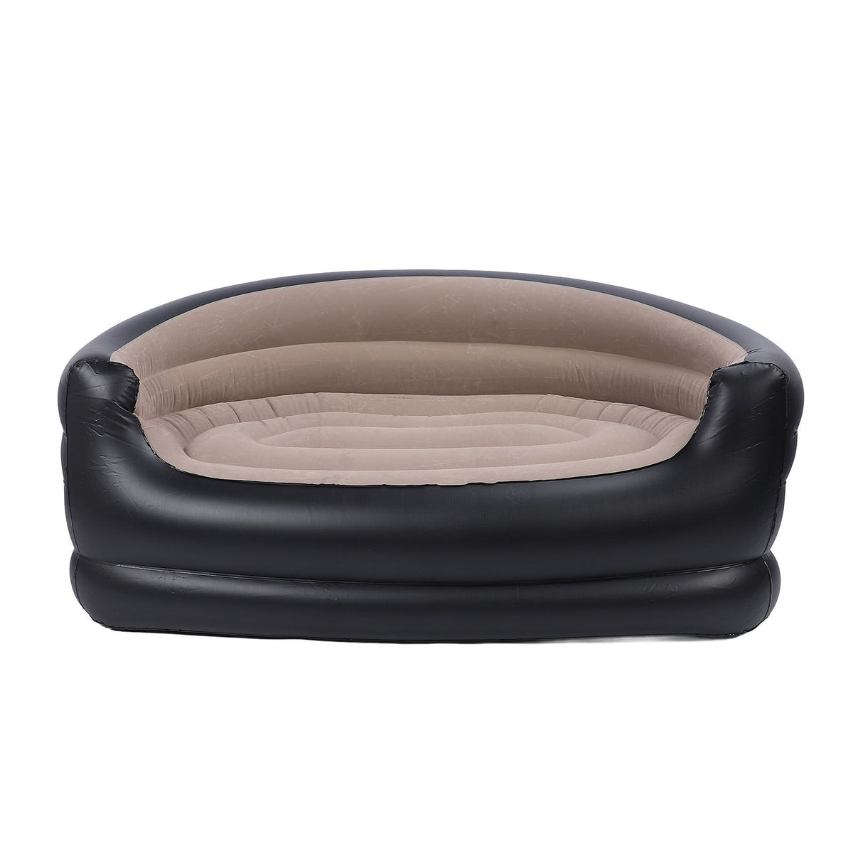 Inflatable Chair PVC and Velvet Water Proof Comfortable Portable Blow Up Couch for Outdoor Brown