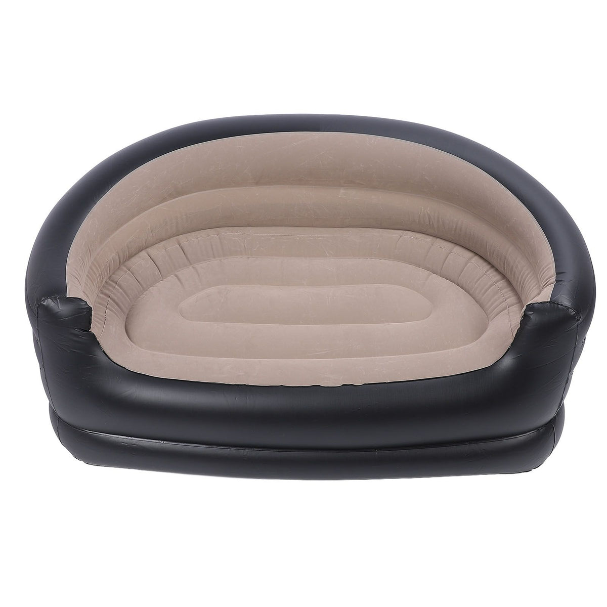 Inflatable Chair PVC and Velvet Water Proof Comfortable Portable Blow Up Couch for Outdoor Brown