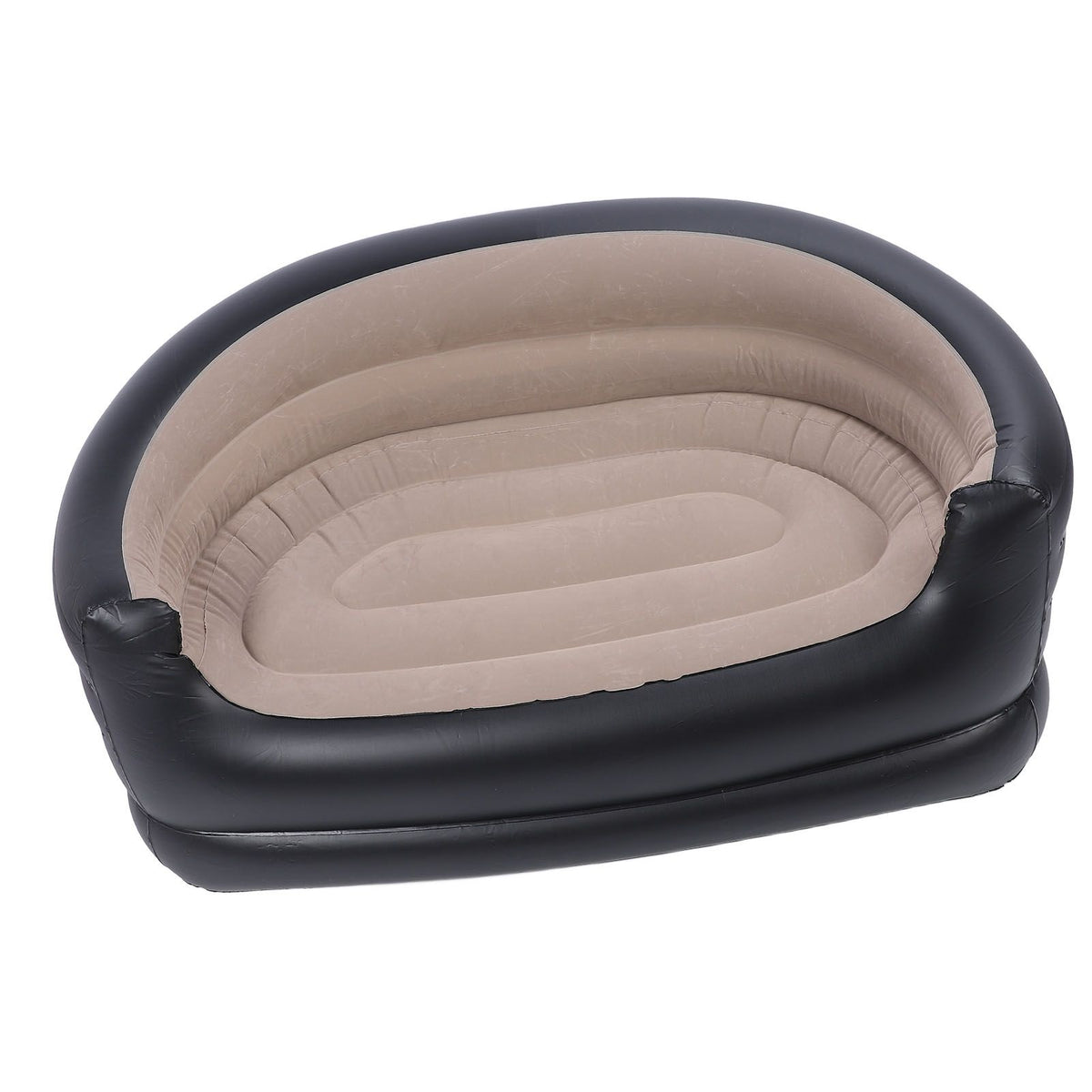 Inflatable Chair PVC and Velvet Water Proof Comfortable Portable Blow Up Couch for Outdoor Brown