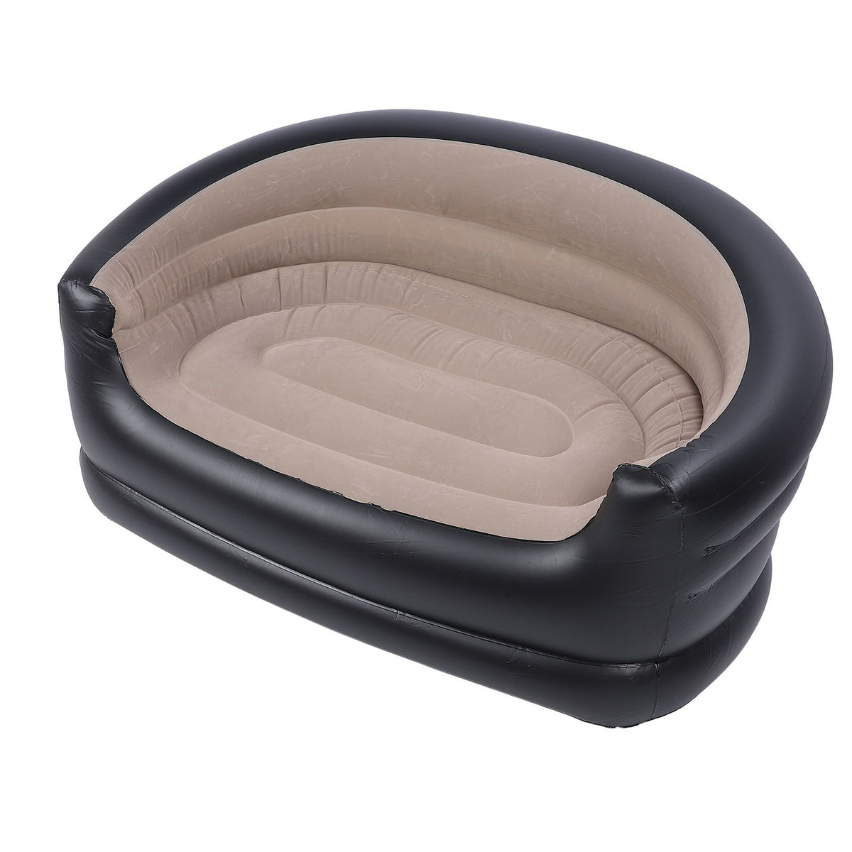 Inflatable Chair PVC and Velvet Water Proof Comfortable Portable Blow Up Couch for Outdoor Brown