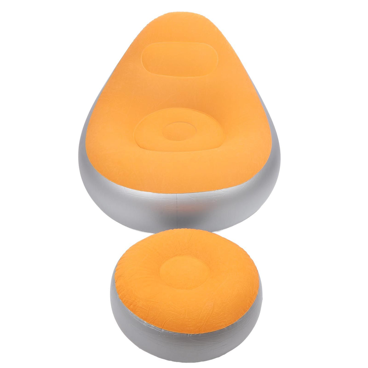 Inflatable Lounge Chair Folding Portable Blow Up Sofa with Footstool for Indoor Outdoor Balcony Backyard Camping Picnic Orange