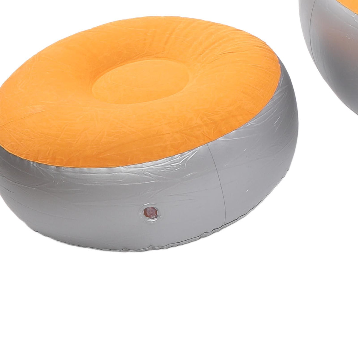 Inflatable Lounge Chair Folding Portable Blow Up Sofa with Footstool for Indoor Outdoor Balcony Backyard Camping Picnic Orange