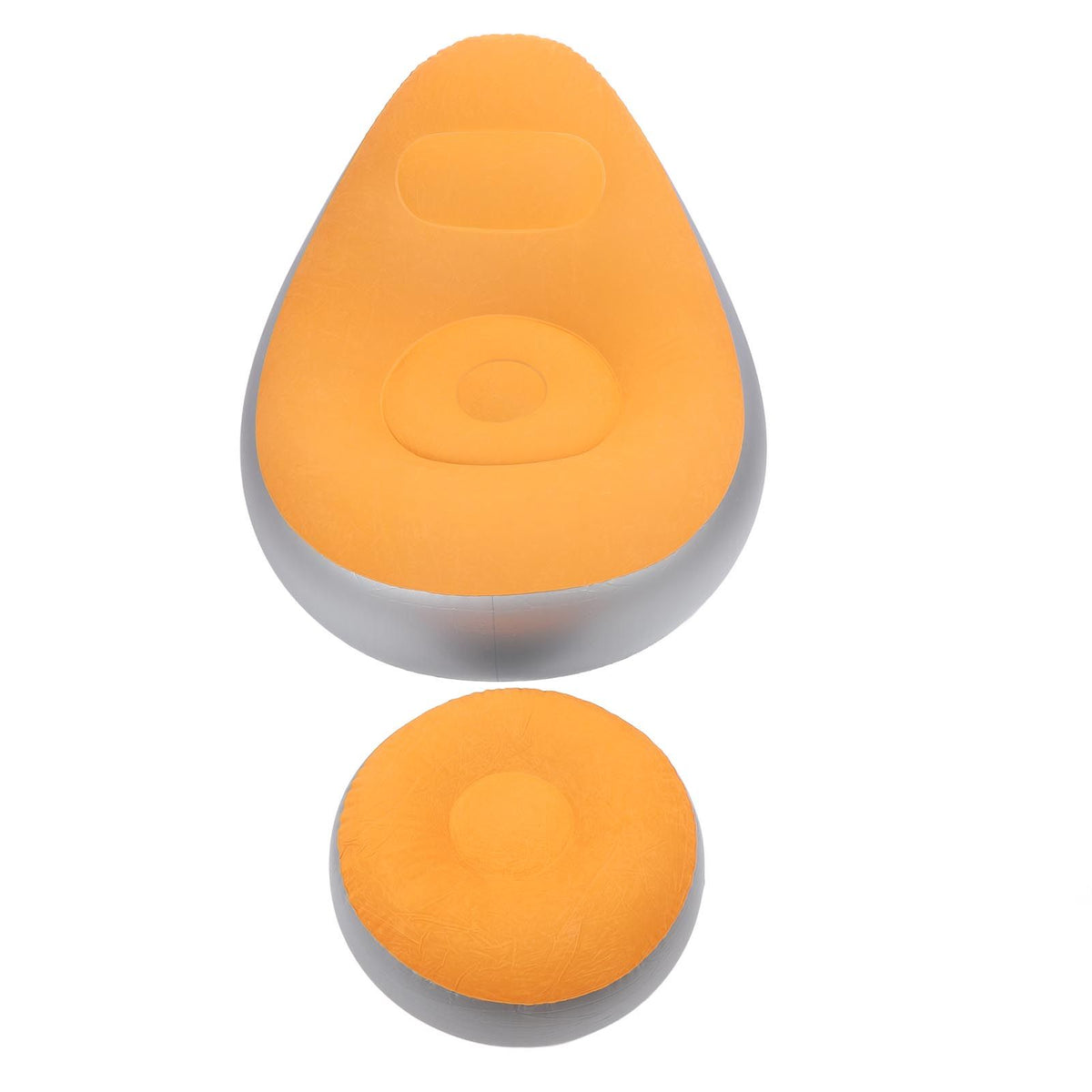 Inflatable Lounge Chair Folding Portable Blow Up Sofa with Footstool for Indoor Outdoor Balcony Backyard Camping Picnic Orange