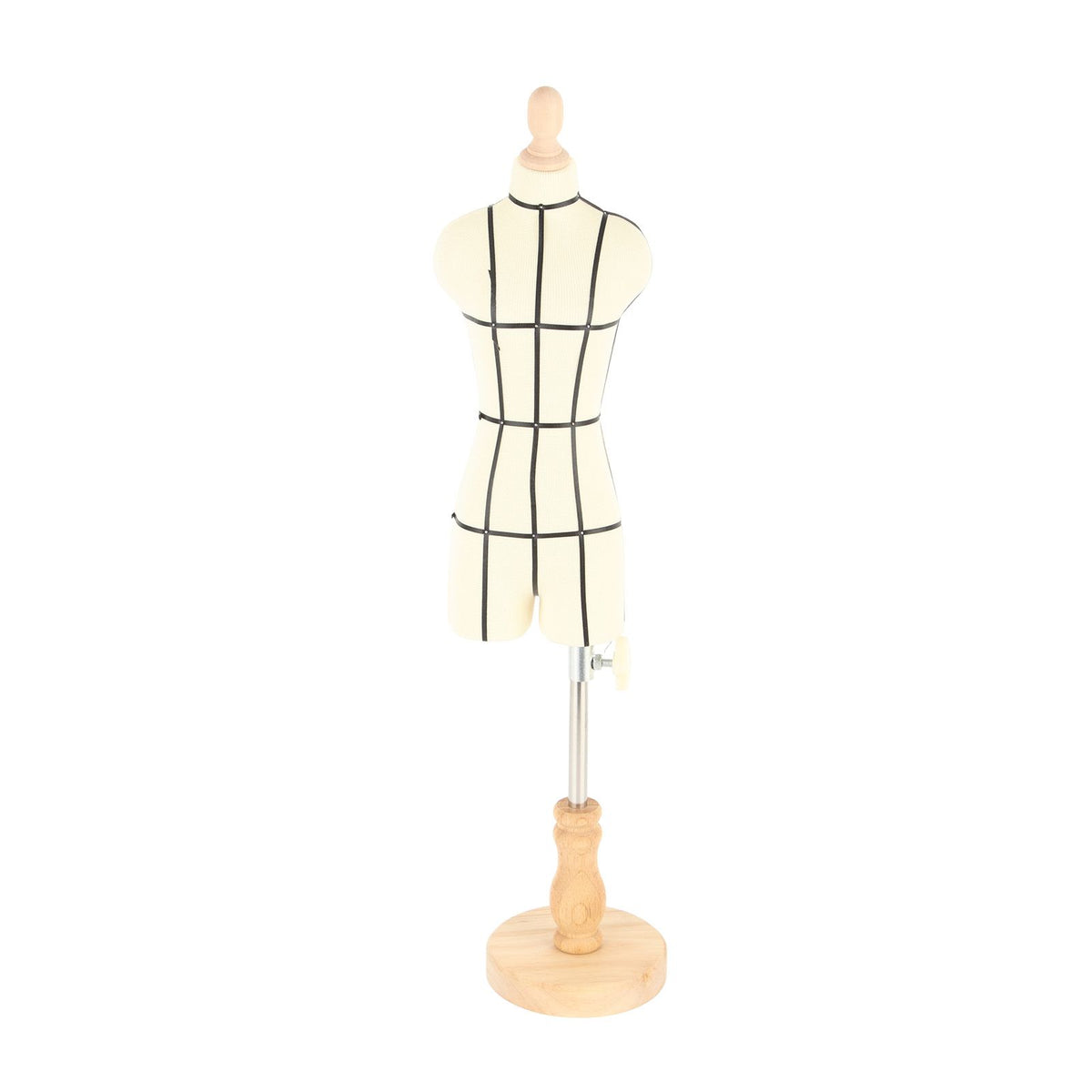Miniature Dress Form with Stand Wood Base Sewing Mannequin Body Clothing Display Model for Dressmaking and Teaching 1/3 Size