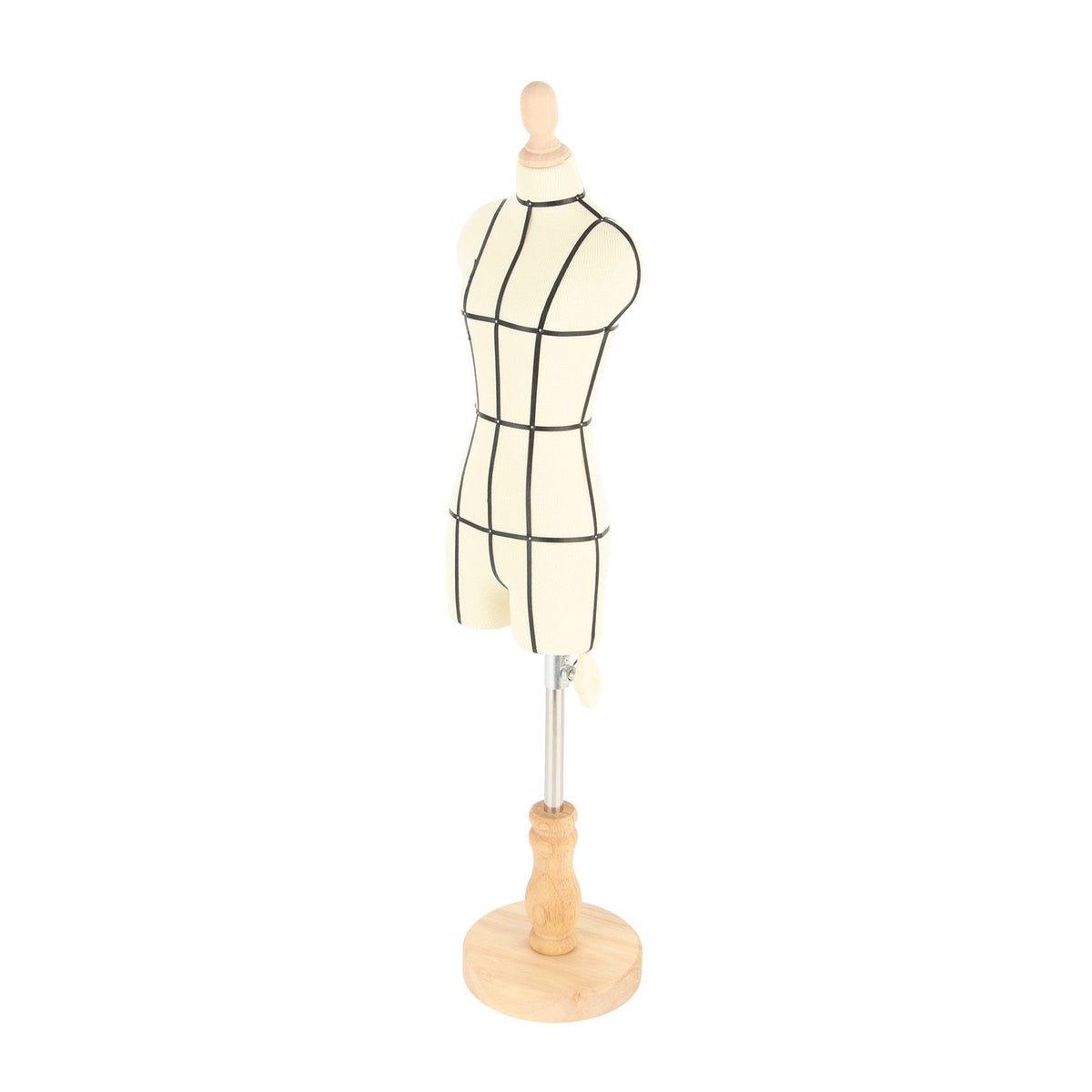 Miniature Dress Form with Stand Wood Base Sewing Mannequin Body Clothing Display Model for Dressmaking and Teaching 1/3 Size