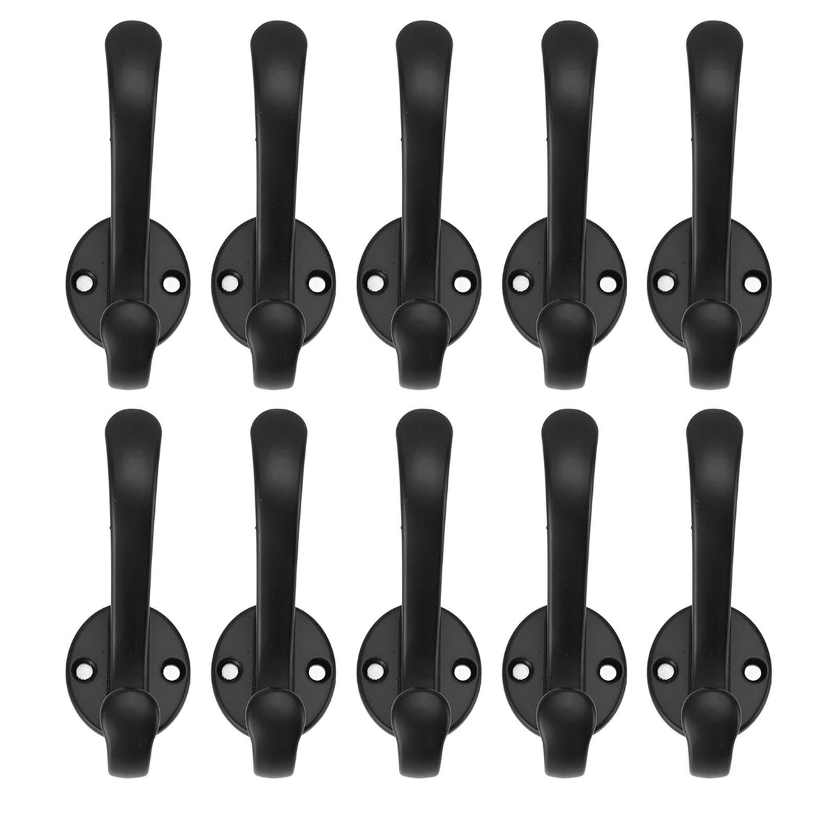 10 Set Coat Hooks Metal Water Proof Heavy Duty Wall Hook for Entryway Bedrooms Bathrooms Kitchens Black