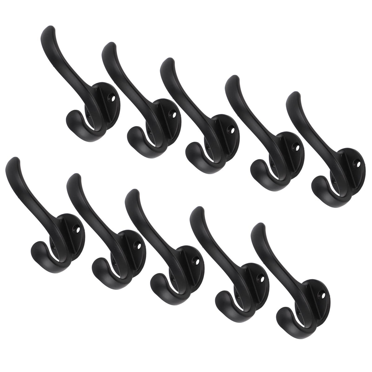 10 Set Coat Hooks Metal Water Proof Heavy Duty Wall Hook for Entryway Bedrooms Bathrooms Kitchens Black