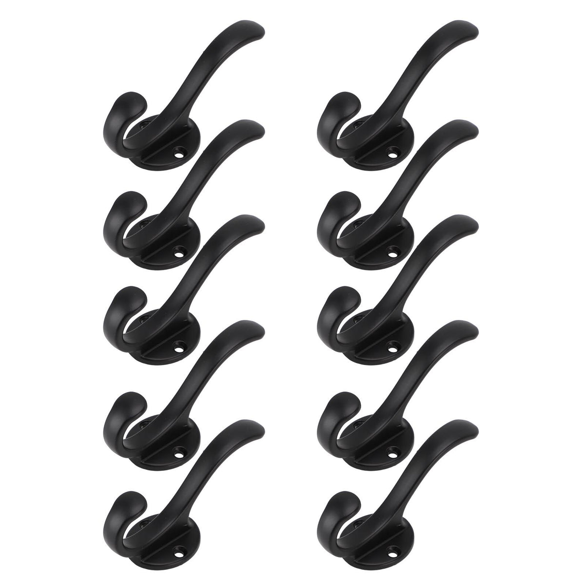 10 Set Coat Hooks Metal Water Proof Heavy Duty Wall Hook for Entryway Bedrooms Bathrooms Kitchens Black