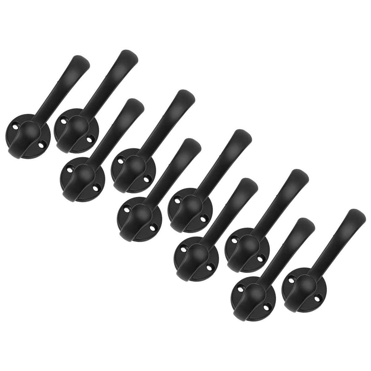 10 Set Coat Hooks Metal Water Proof Heavy Duty Wall Hook for Entryway Bedrooms Bathrooms Kitchens Black