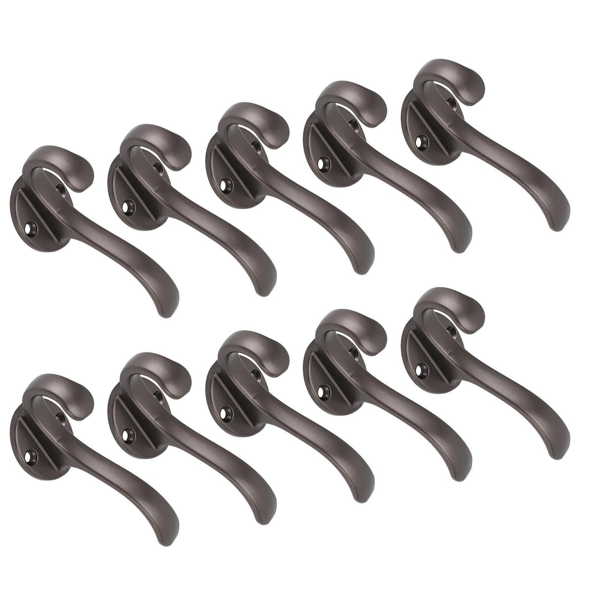 10 Set Coat Hooks Metal Water Proof Heavy Duty Wall Hook for Entryway Bedrooms Bathrooms Kitchens Grey