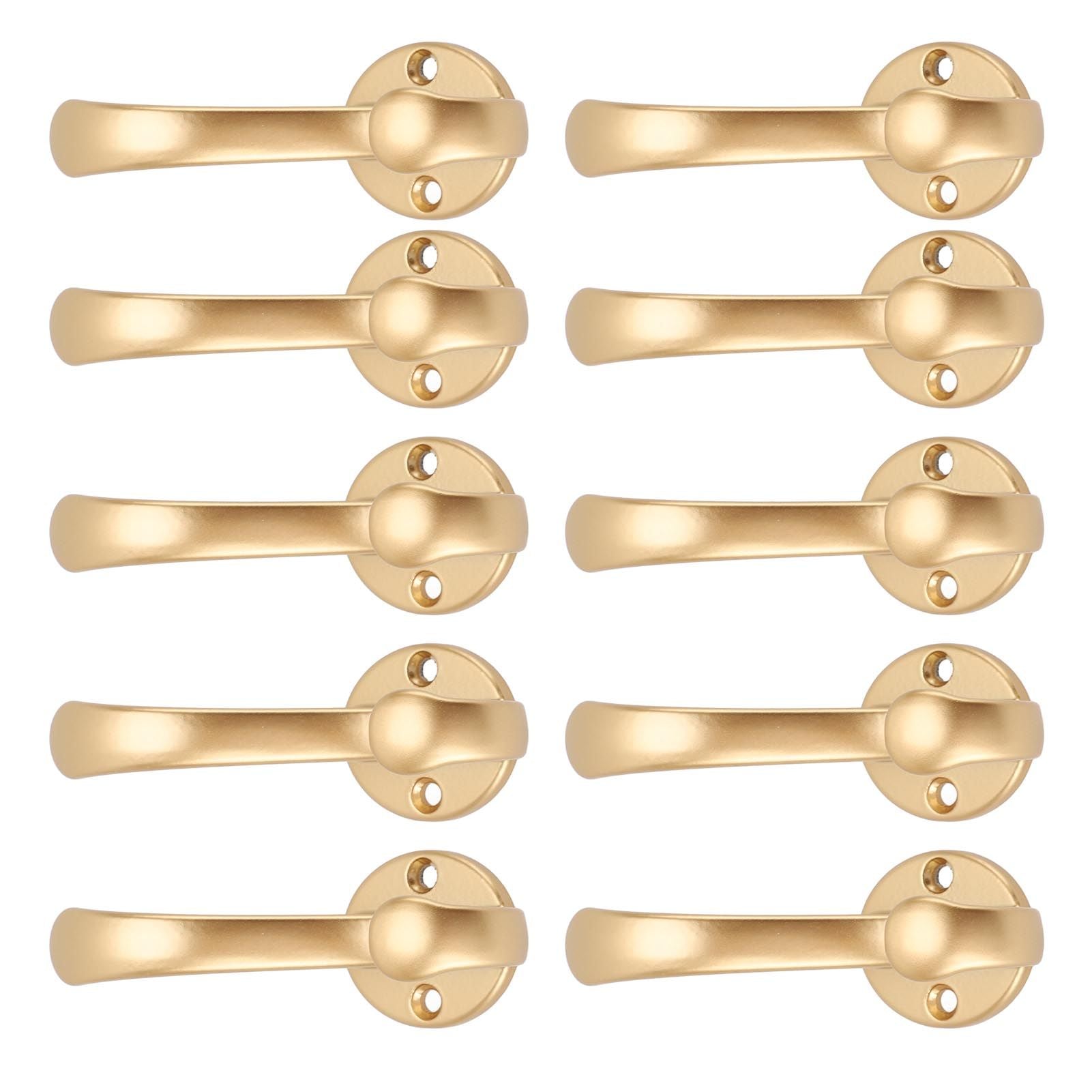 10 Set Coat Hooks Metal Water Proof Heavy Duty Wall Hook for Entryway Bedrooms Bathrooms Kitchens Gold