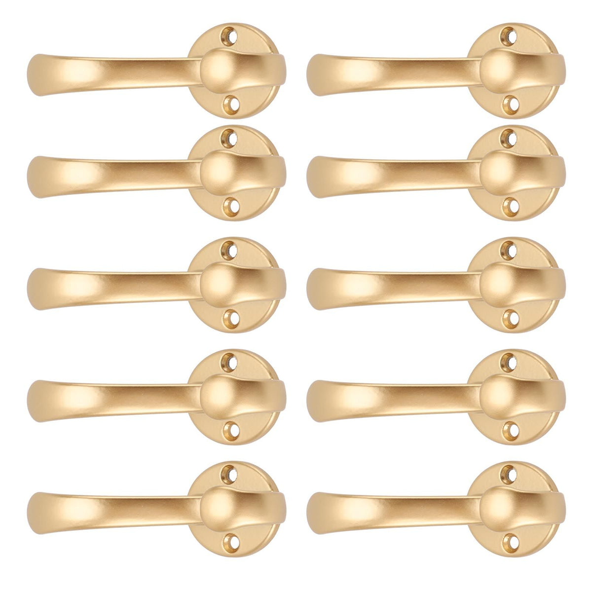 10 Set Coat Hooks Metal Water Proof Heavy Duty Wall Hook for Entryway Bedrooms Bathrooms Kitchens Gold