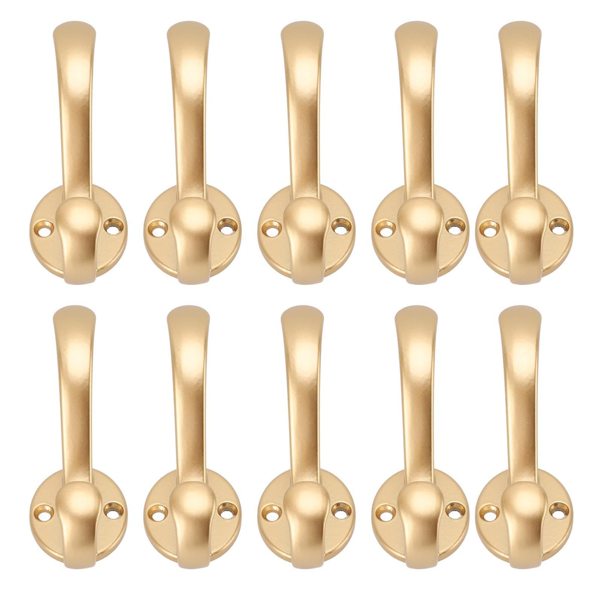 10 Set Coat Hooks Metal Water Proof Heavy Duty Wall Hook for Entryway Bedrooms Bathrooms Kitchens Gold