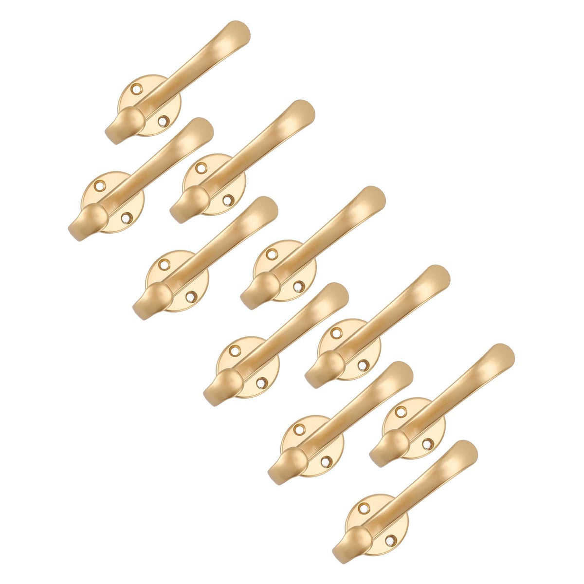 10 Set Coat Hooks Metal Water Proof Heavy Duty Wall Hook for Entryway Bedrooms Bathrooms Kitchens Gold