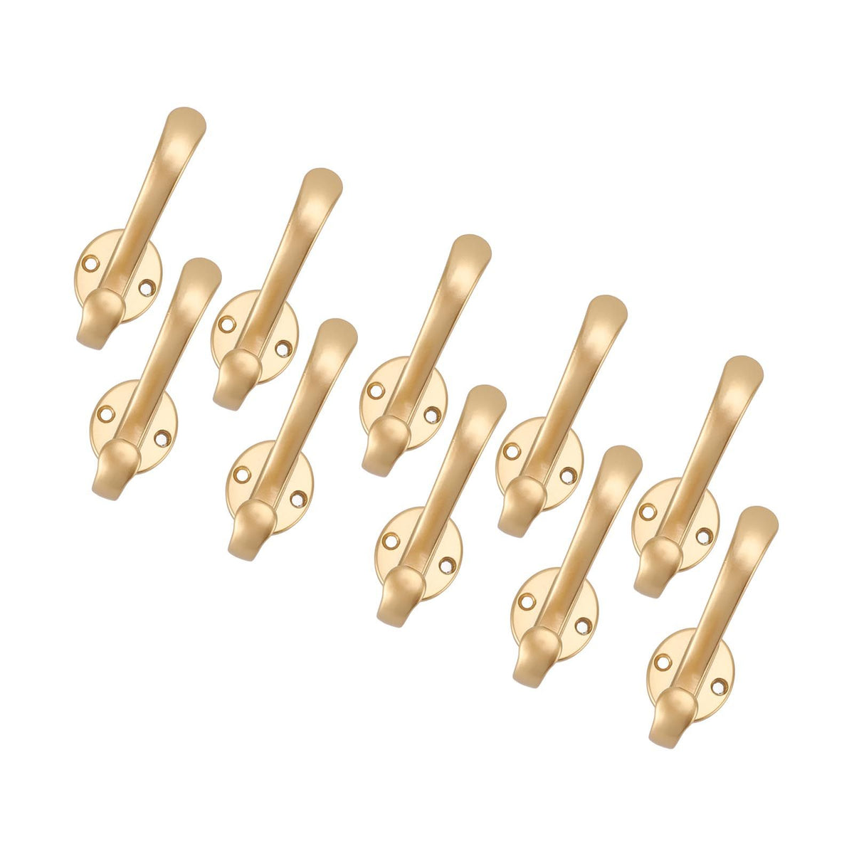 10 Set Coat Hooks Metal Water Proof Heavy Duty Wall Hook for Entryway Bedrooms Bathrooms Kitchens Gold