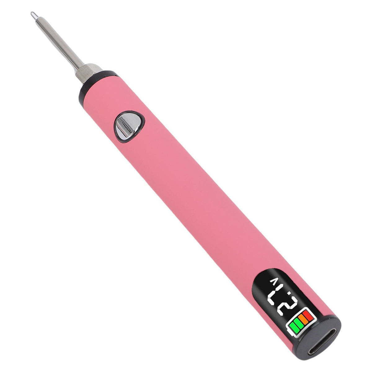 Thread Burning Pen Kit Rechargeable for Jewelry Making Beading Leather Craft Sewing Weaving Stringing Portable Digital Display Pink