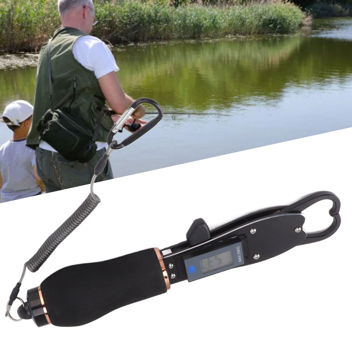 Fish Gripper with Digital Scale Up to 55lb/25kg Loading Capacity for Men Fishing Gear
