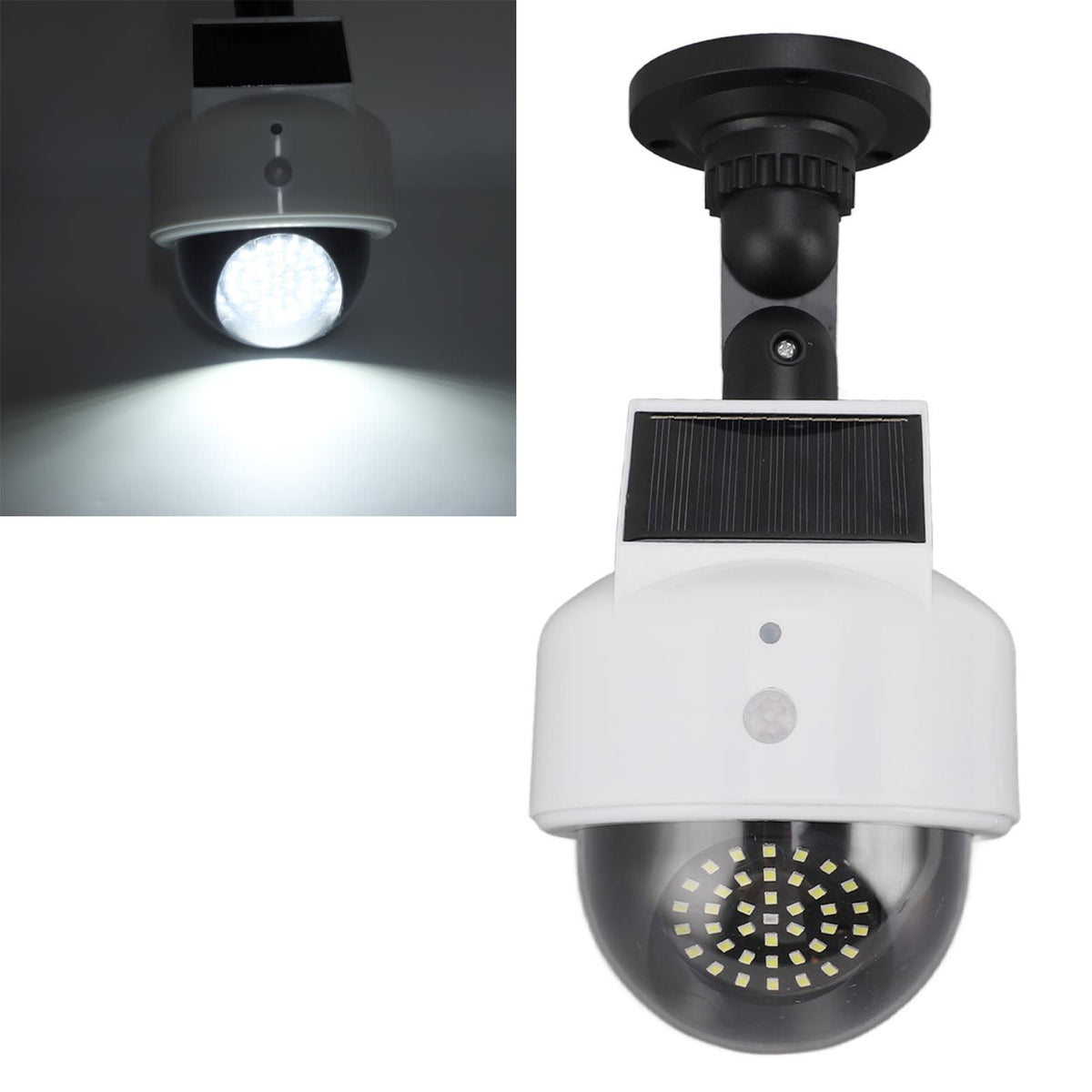 Solar Dummy Fake Camera Security Outdoor Solar Powered Simulated Surveillance Cameras with Flashing Red LED Light for Indoor Outdoor