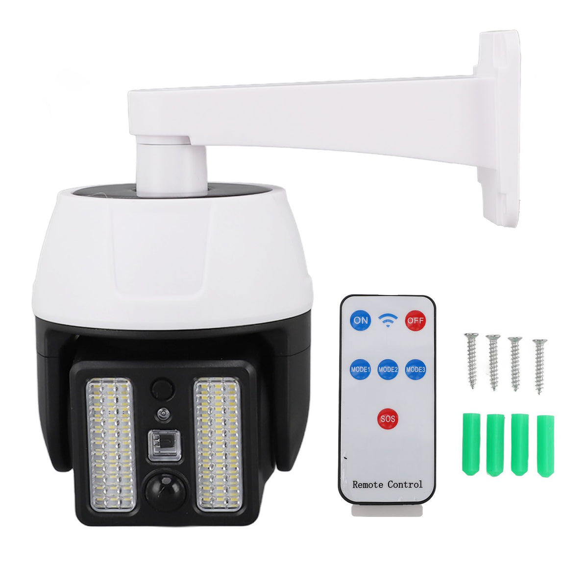 Solar Powered Fake Security Camera with Flashing Red LED Light Simulated Surveillance Camera with Remote Control for Outdoor Night Safety Warning