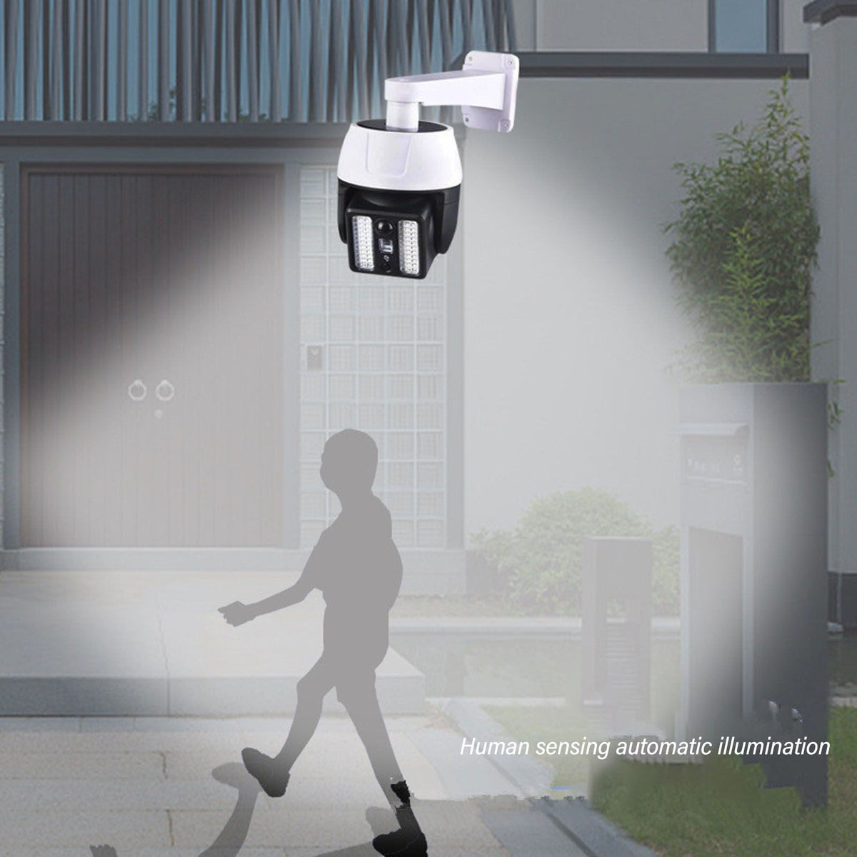 Solar Powered Fake Security Camera with Flashing Red LED Light Simulated Surveillance Camera with Remote Control for Outdoor Night Safety Warning