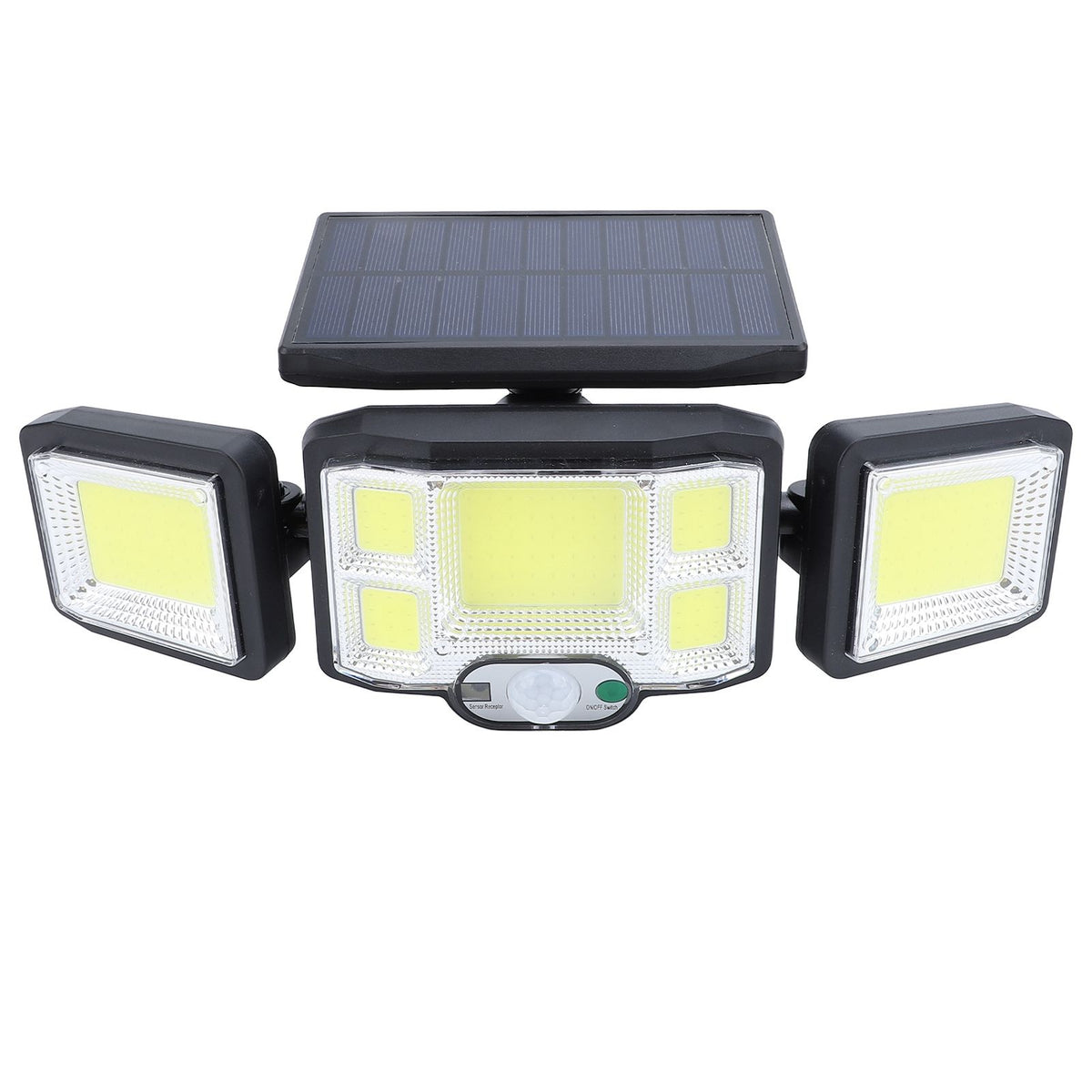3 Heads Outdoor Solar Wall Light with Remote Control Motion Sensor 3 Lighting Modes Waterproof Wide Angle Rotation Solar Fence Light