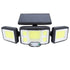 3 Heads Outdoor Solar Wall Light with Remote Control Motion Sensor 3 Lighting Modes Waterproof Wide Angle Rotation Solar Fence Light