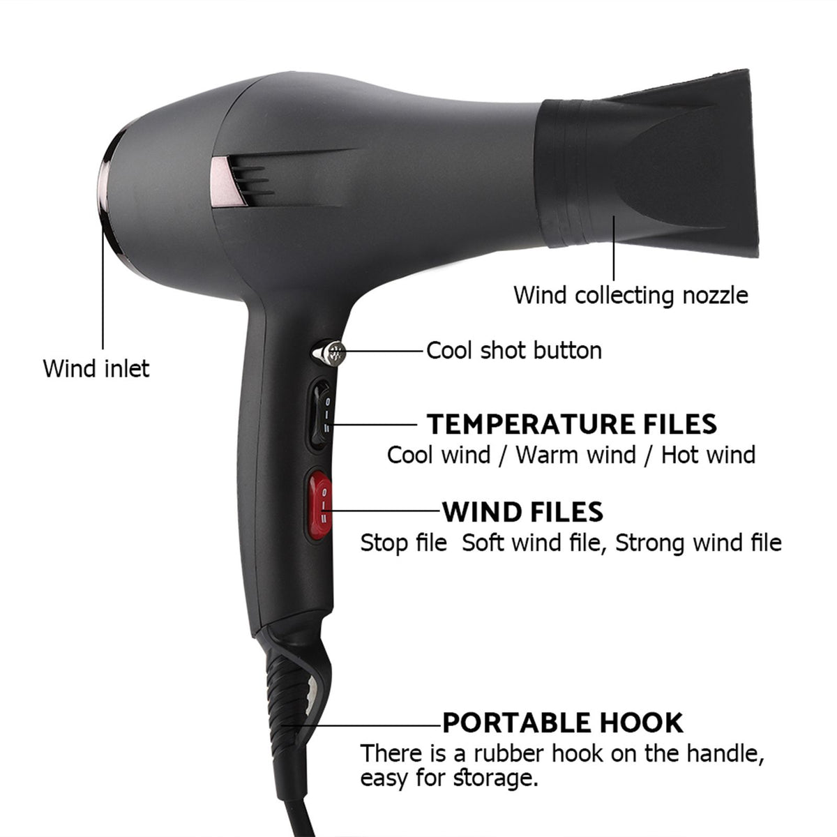 2000W Hair Dryer Blower Hot Cold Wind Hair Dryer for Hair Styling