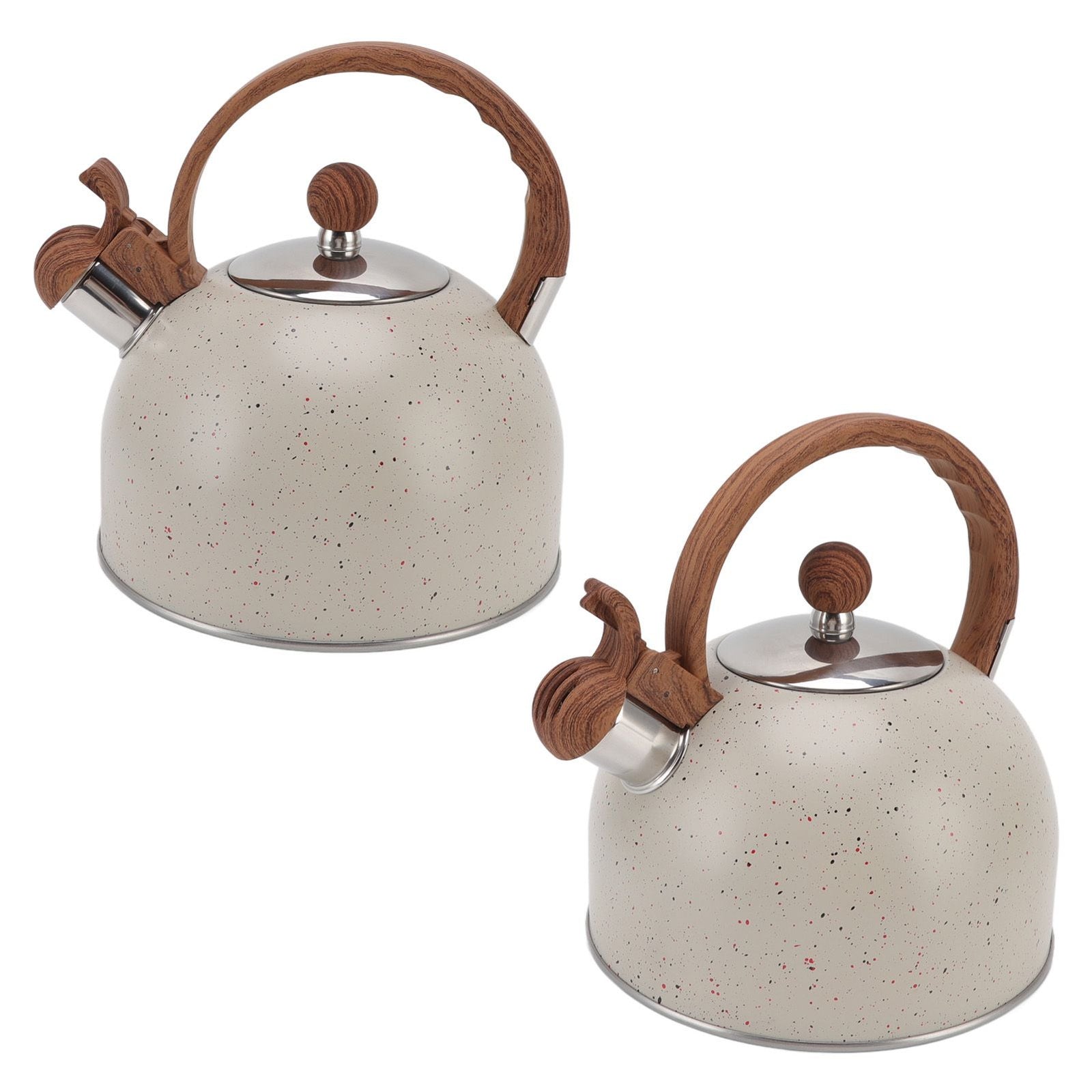 Whistling Kettle 2.5L Capacity Stainless Steel Stovetop Teapot for Water Boiling Beige
