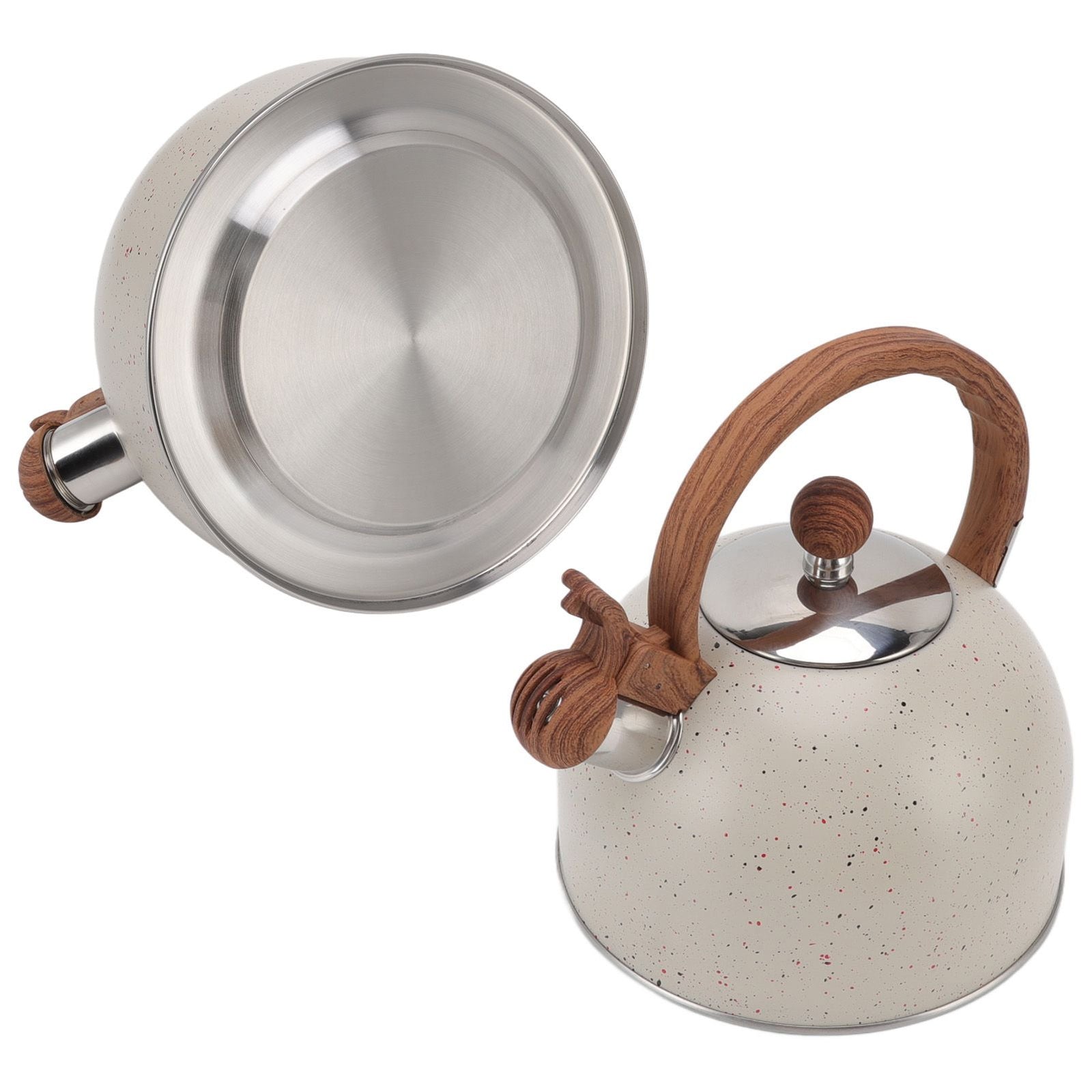Whistling Kettle 2.5L Capacity Stainless Steel Stovetop Teapot for Water Boiling Beige