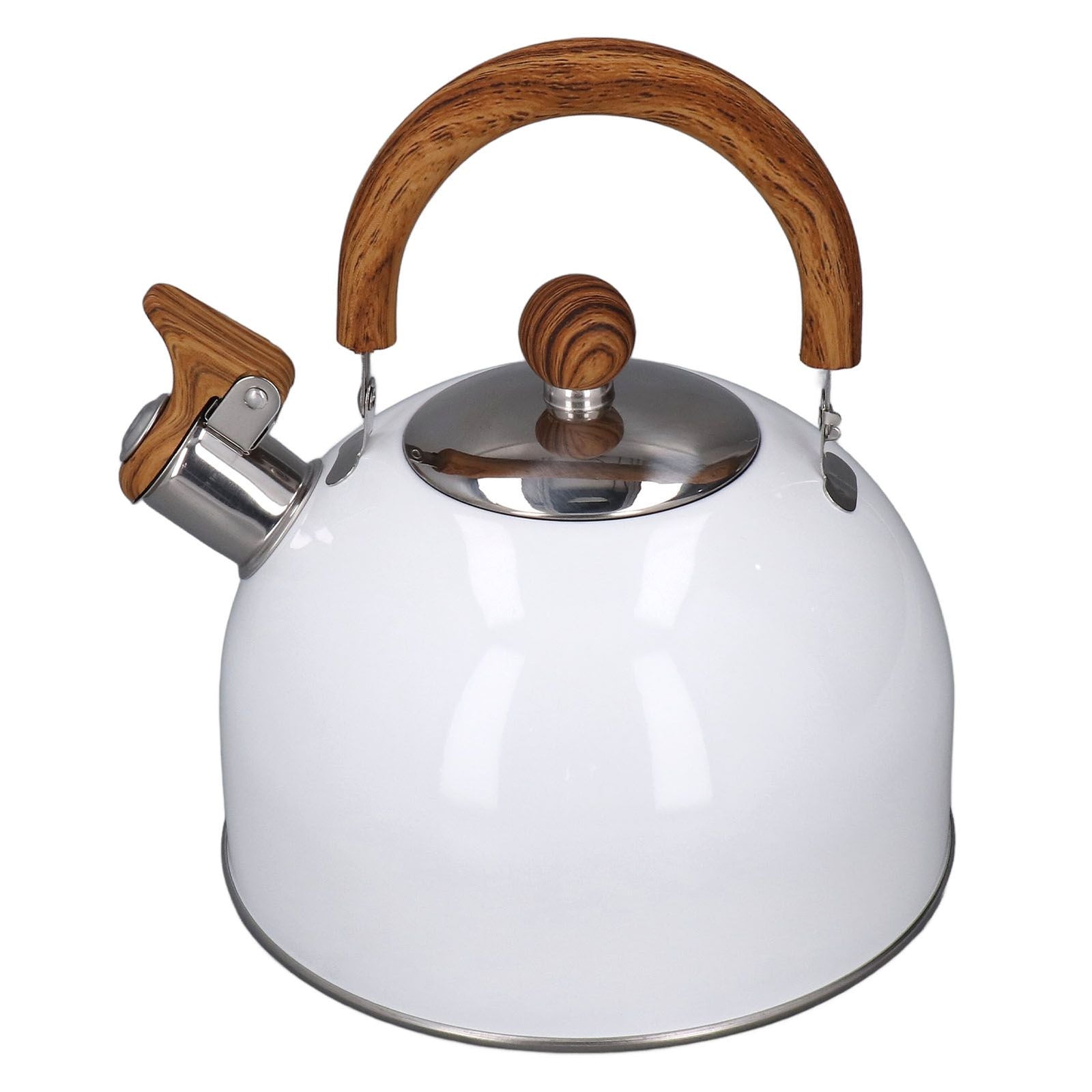 Whistling Kettle 2.5L Capacity White 304 Stainless Steel Fast Heating Ergonomic Handle Home Whistling Kettle