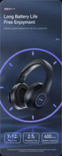AWEI A100BL Foldable Bluetooth Over‑Ear Headphones, HiFi Stereo，black