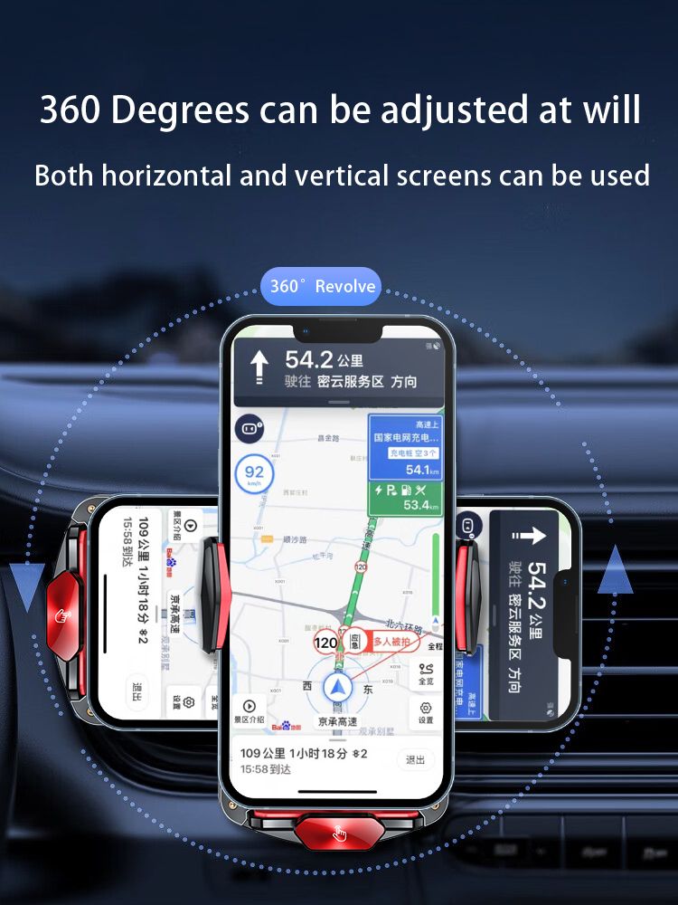 A6 Magnetic Dual Mode Wireless Car Charger Mount for iPhone Samsung Android Phones，black