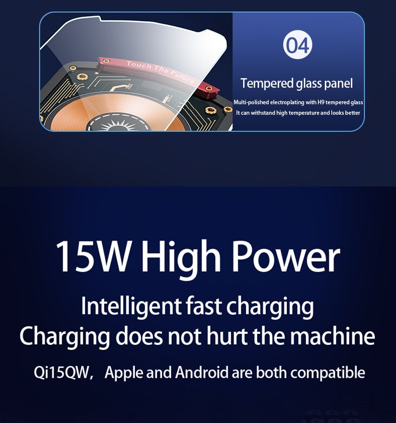 A6 Magnetic Dual Mode Wireless Car Charger Mount for iPhone Samsung Android Phones，black
