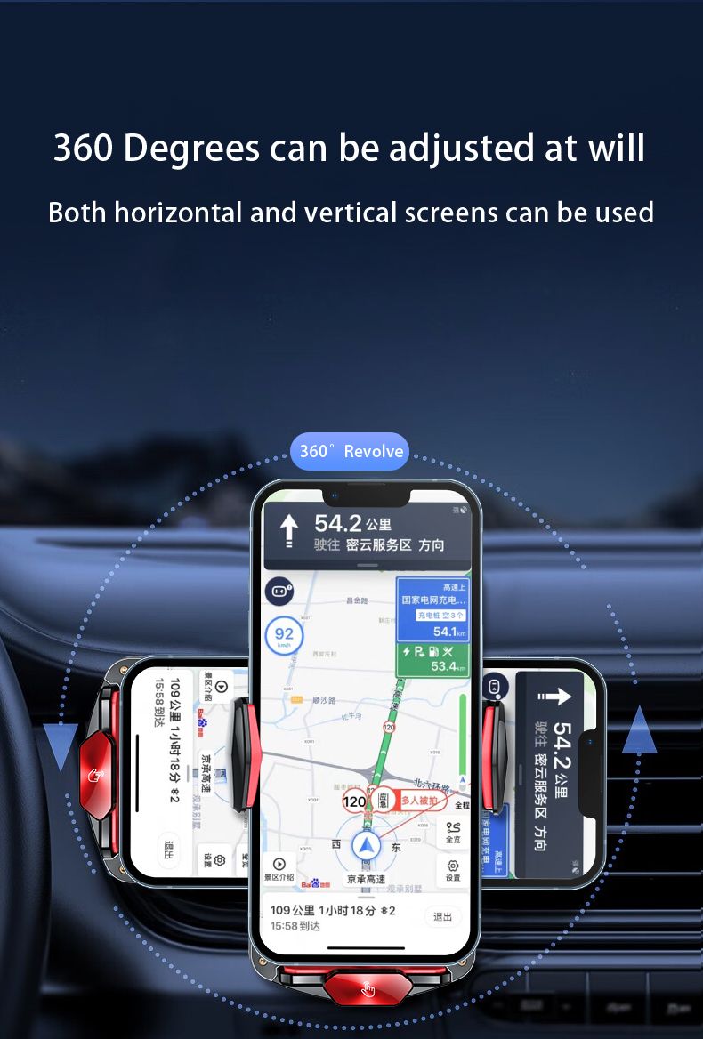 A6 Magnetic Dual Mode Wireless Car Charger Mount for iPhone Samsung Android Phones，black