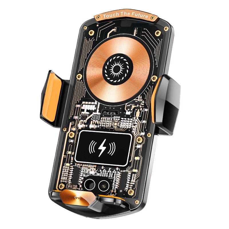 A6 Magnetic Wireless Car Charger Mount, 66W Fast Charging, 360° Ball, Orange
