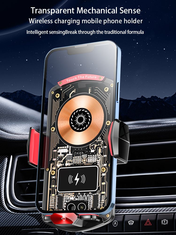 A6 Magnetic Wireless Car Charger Mount, 66W Fast Charging, 360° Ball, Orange